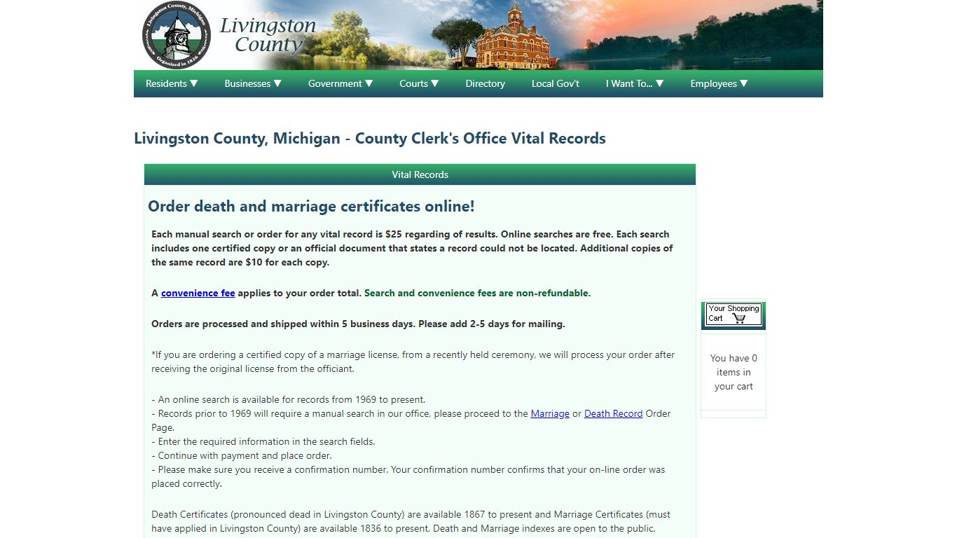 Livingston County, Michigan - County Clerk's Office Vital ...