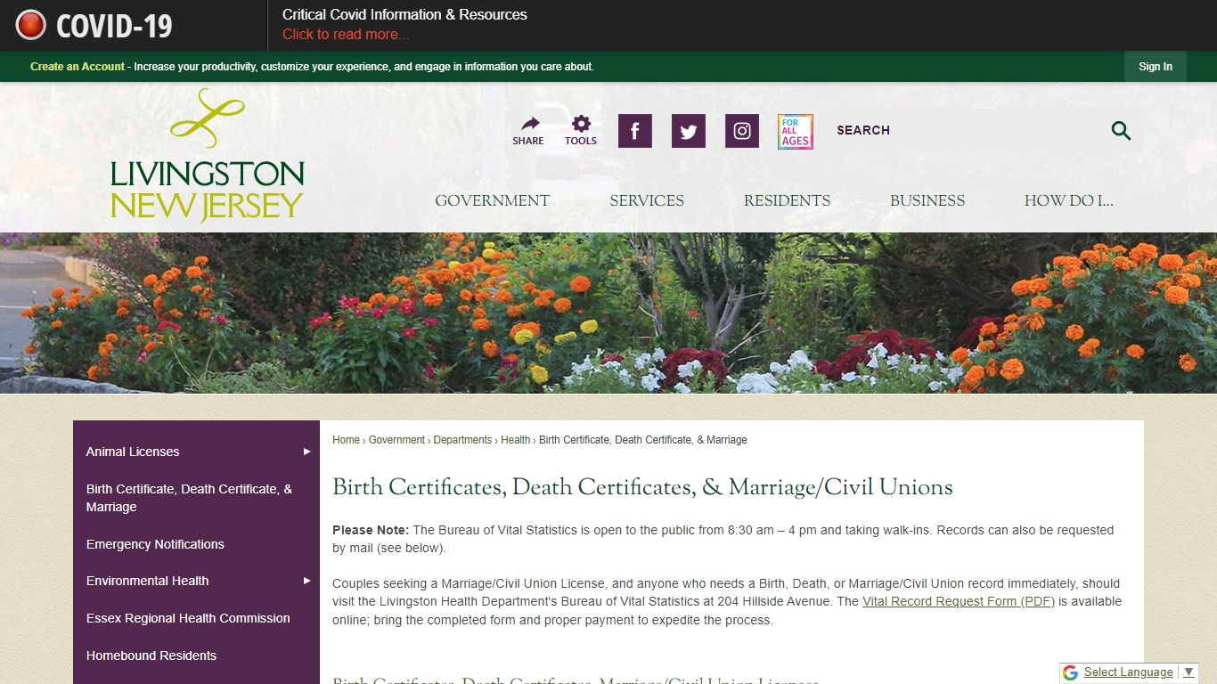 Birth Certificates, Death Certificates, & Marriage/Civil ...
